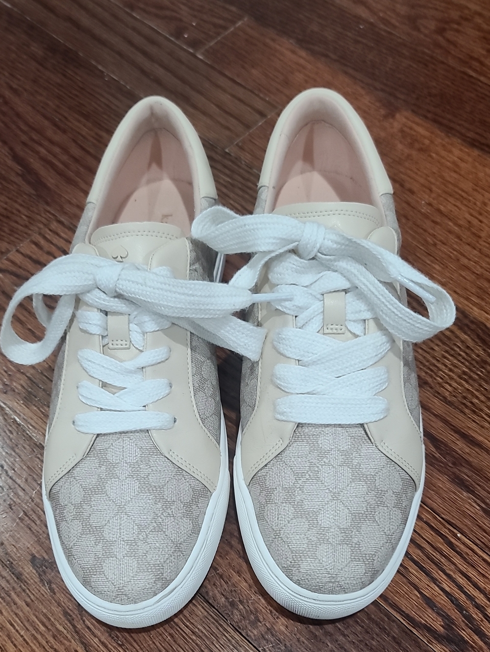 kate spade Cream and White Patterned Lace-Up Sneakers